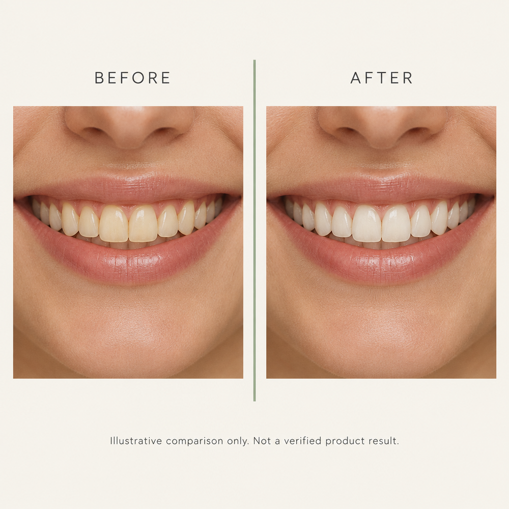 Illustrative yellow and white teeth comparison